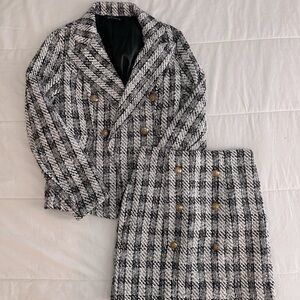 SOLD Tweed Blazer and Skirt Set
